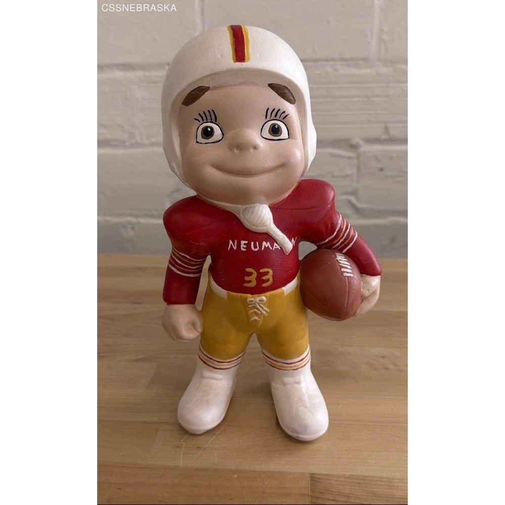 Vintage Atlantic Mold plaster starry-eyed smiling football boy -hand painted